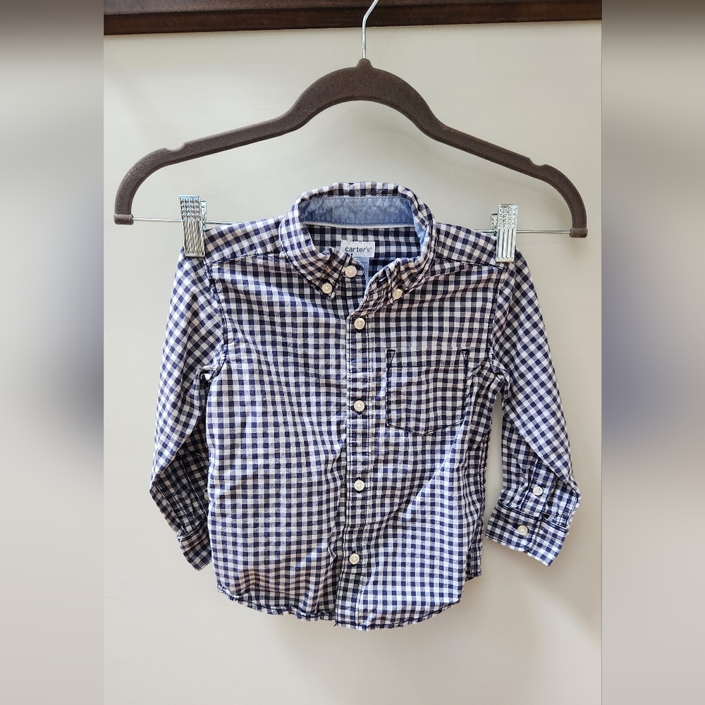 Like New Navy Gingham Button-Up Shirt 2T